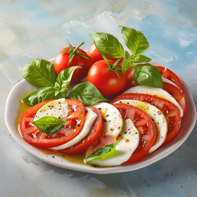 番茄鸡蛋美食拼盘摄影图片